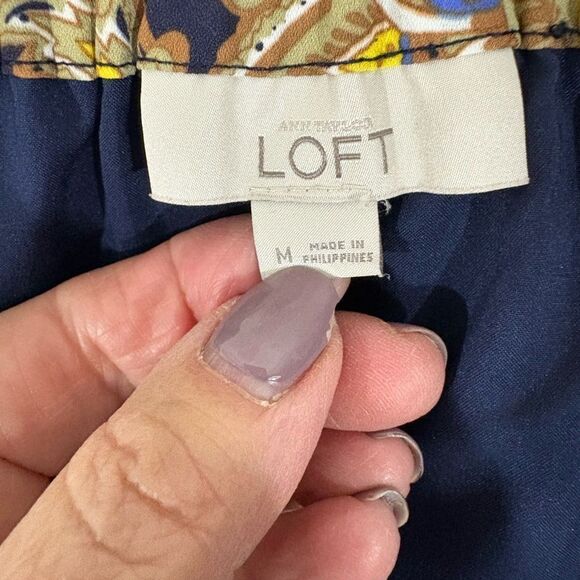 LOFT Blue Floral Print Skirt - Picture 6 of 8